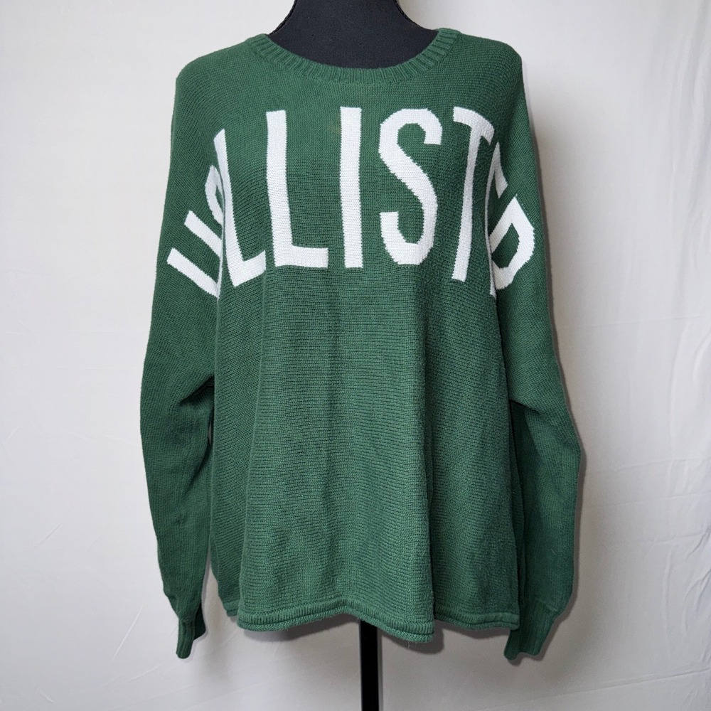 Hollister California Womens Green Logo Knit Crewneck Sweater Size M 35052063
